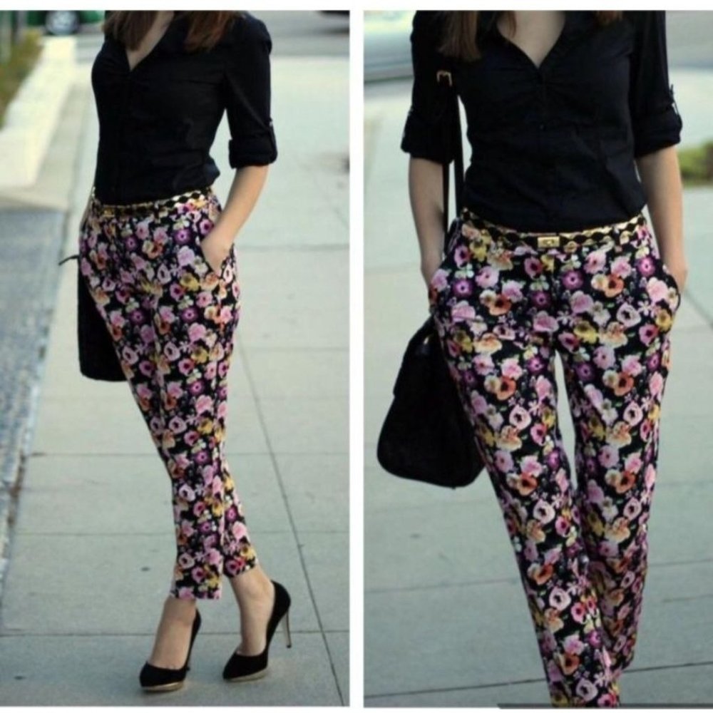 H&M Floral Print Ankle Dress Pants w/slits on hem - Picture 11 of 11